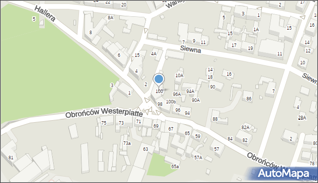 Katowice, Obrońców Westerplatte, 100, mapa Katowic