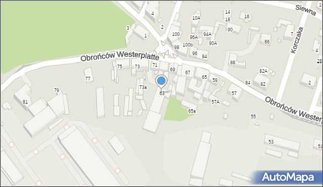 Katowice, Obrońców Westerplatte, 63, mapa Katowic