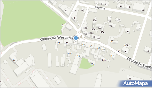 Katowice, Obrońców Westerplatte, 71a, mapa Katowic