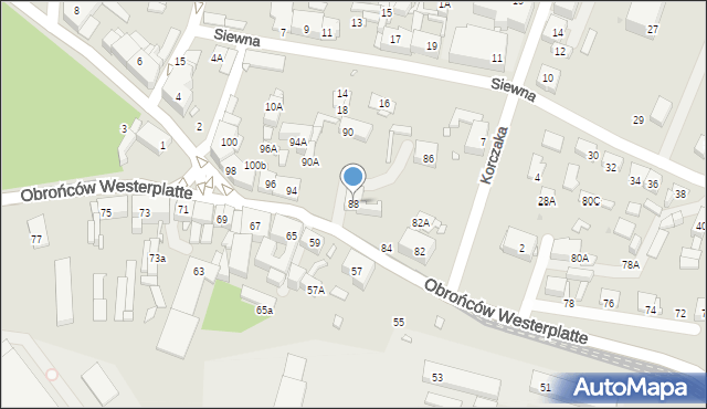 Katowice, Obrońców Westerplatte, 88, mapa Katowic