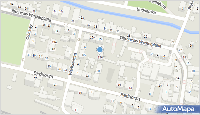 Katowice, Obrońców Westerplatte, 13A, mapa Katowic