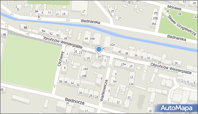 Katowice, Obrońców Westerplatte, 17, mapa Katowic
