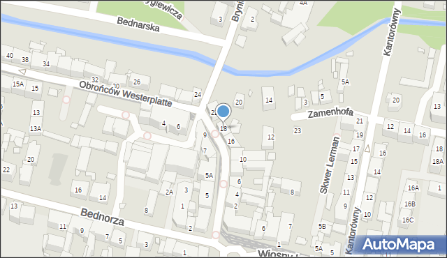 Katowice, Obrońców Westerplatte, 18, mapa Katowic