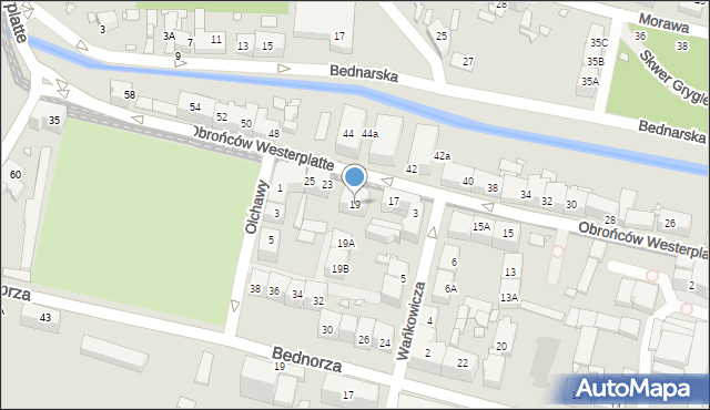 Katowice, Obrońców Westerplatte, 19, mapa Katowic