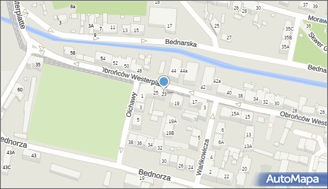 Katowice, Obrońców Westerplatte, 23, mapa Katowic