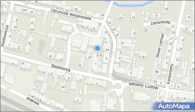 Katowice, Obrońców Westerplatte, 3, mapa Katowic