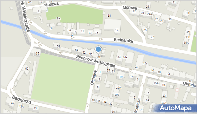 Katowice, Obrońców Westerplatte, 48, mapa Katowic