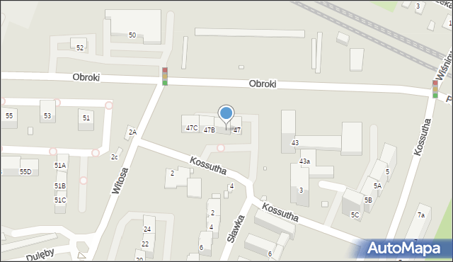 Katowice, Obroki, 47A, mapa Katowic