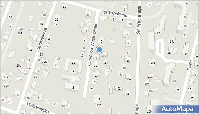 Kielce, Obrońców Westerplatte, 9a, mapa Kielc
