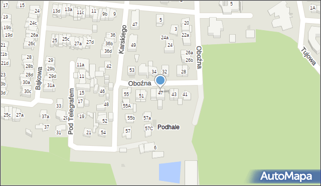 Kielce, Oboźna, 47, mapa Kielc