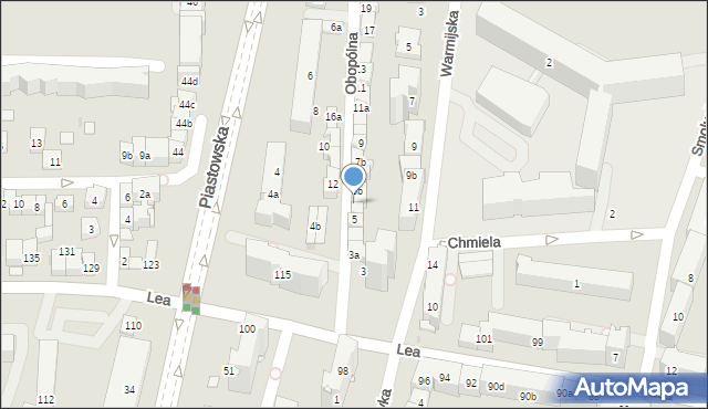 Kraków, Obopólna, 5a, mapa Krakowa