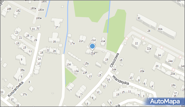 Kraków, Obozowa, 21a, mapa Krakowa