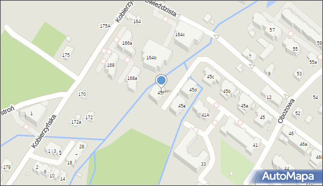 Kraków, Obozowa, 45f, mapa Krakowa