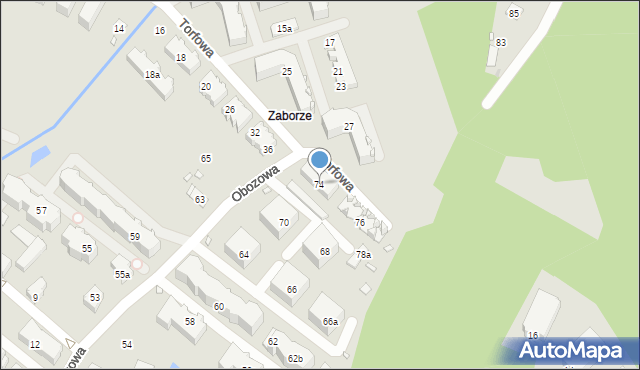 Kraków, Obozowa, 74, mapa Krakowa