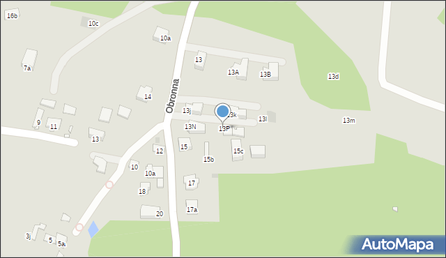 Kraków, Obronna, 13P, mapa Krakowa