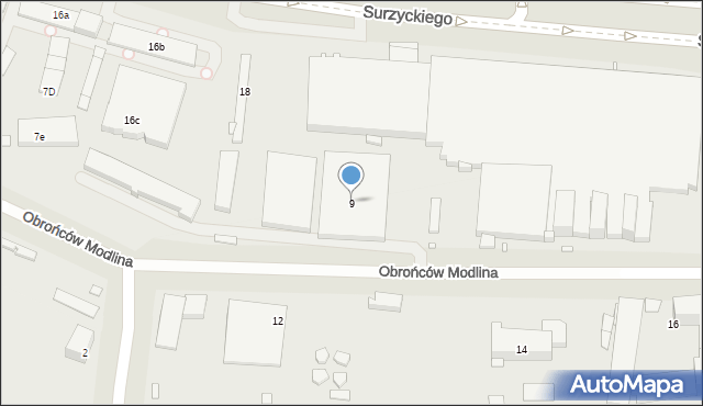 Kraków, Obrońców Modlina, 9, mapa Krakowa