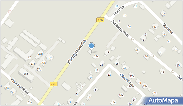 Kraków, Obwodowa, 13b, mapa Krakowa