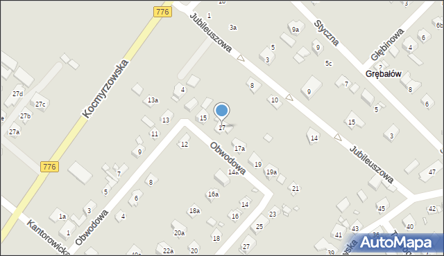 Kraków, Obwodowa, 17, mapa Krakowa