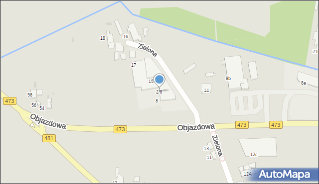 Łask, Objazdowa, 2/8, mapa Łask