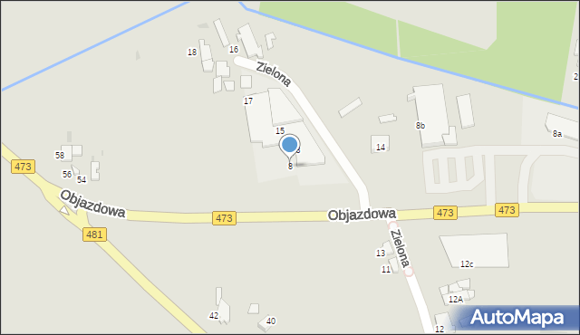 Łask, Objazdowa, 8, mapa Łask