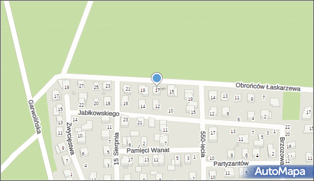Łaskarzew, Obrońców Łaskarzewa, 17, mapa Łaskarzew