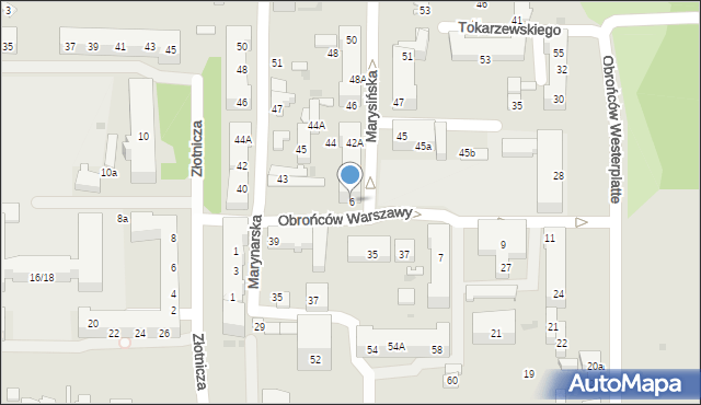 Łódź, Obrońców Warszawy, 6, mapa Łodzi