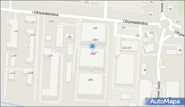 Łódź, Obywatelska, 106a, mapa Łodzi