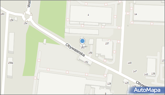 Łódź, Obywatelska, 161, mapa Łodzi