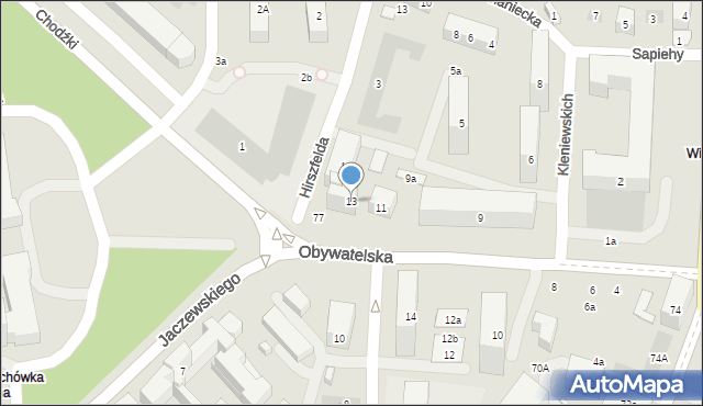 Lublin, Obywatelska, 13, mapa Lublina