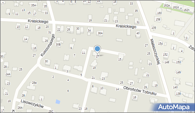 Mińsk Mazowiecki, Obrońców Tobruku, 17, mapa Mińsk Mazowiecki