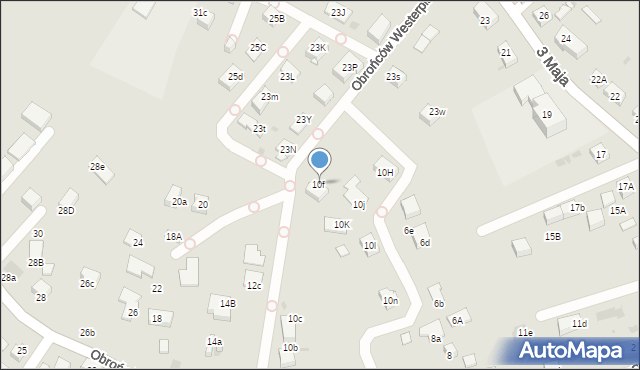 Mysłowice, Obrońców Westerplatte, 10f, mapa Mysłowice