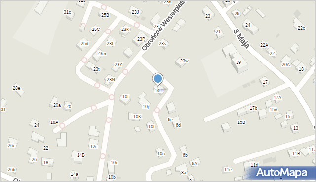 Mysłowice, Obrońców Westerplatte, 10H, mapa Mysłowice