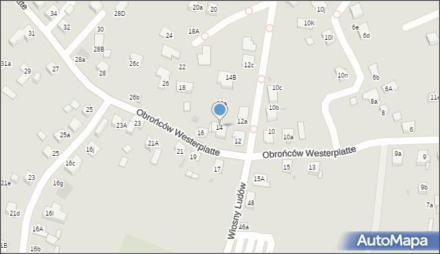 Mysłowice, Obrońców Westerplatte, 14, mapa Mysłowice