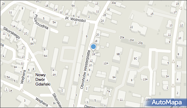 Nowy Dwór Gdański, Obrońców Westerplatte, 14, mapa Nowy Dwór Gdański