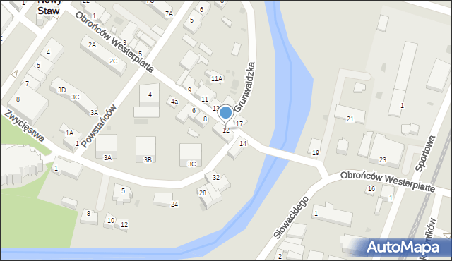 Nowy Staw, Obrońców Westerplatte, 12, mapa Nowy Staw