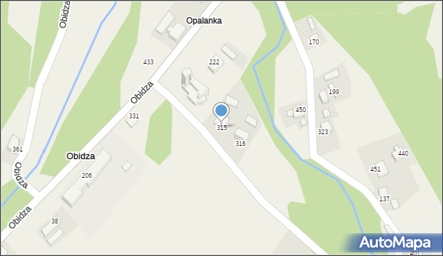 Obidza, Obidza, 315, mapa Obidza