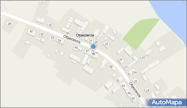 Objezierze, Objezierze, 58, mapa Objezierze