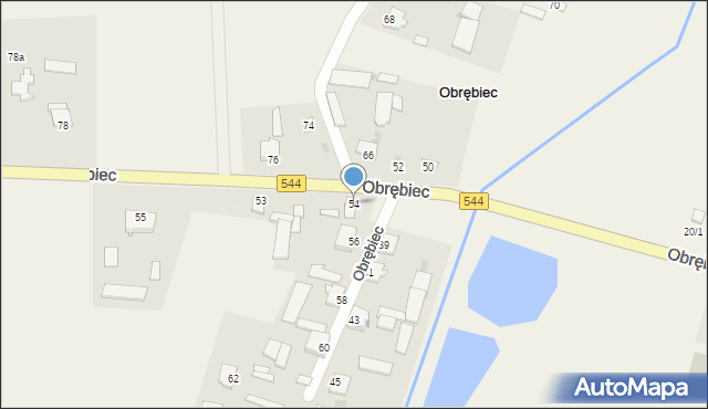 Obrębiec, Obrębiec, 54, mapa Obrębiec