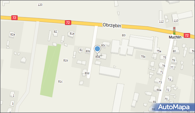 Obrzębin, Obrzębin, 80a, mapa Obrzębin