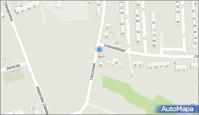 Oświęcim, Obozowa, 26, mapa Oświęcimia