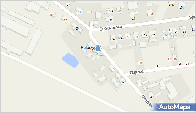 Potarzyca, Oberska, 1, mapa Potarzyca