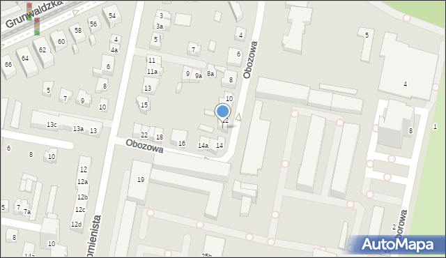 Poznań, Obozowa, 12a, mapa Poznania