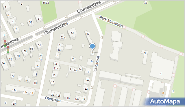 Poznań, Obozowa, 4, mapa Poznania