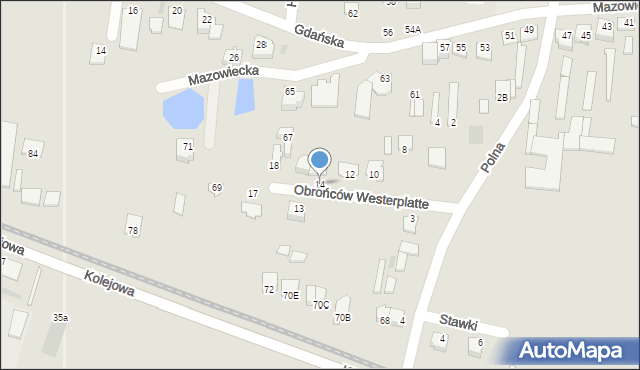 Przasnysz, Obrońców Westerplatte, 14, mapa Przasnysz