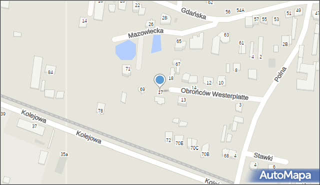 Przasnysz, Obrońców Westerplatte, 17, mapa Przasnysz