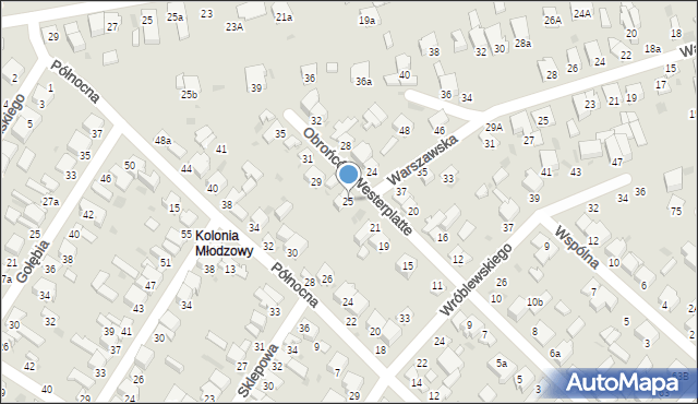 Radomsko, Obrońców Westerplatte, 25, mapa Radomsko