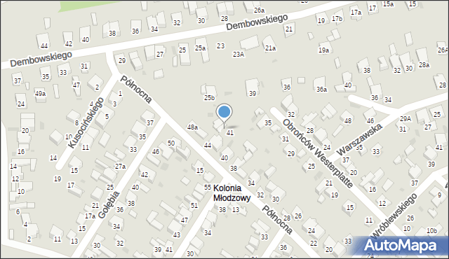 Radomsko, Obrońców Westerplatte, 43, mapa Radomsko