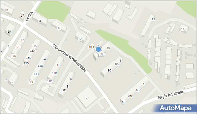 Ruda Śląska, Obrońców Westerplatte, 10C, mapa Rudy Śląskiej