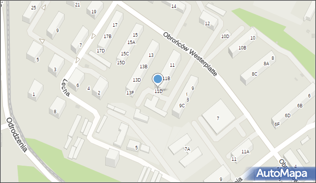 Ruda Śląska, Obrońców Westerplatte, 11D, mapa Rudy Śląskiej
