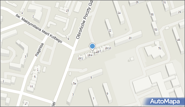 Rzeszów, Obrońców Poczty Gdańskiej, 18/5, mapa Rzeszów